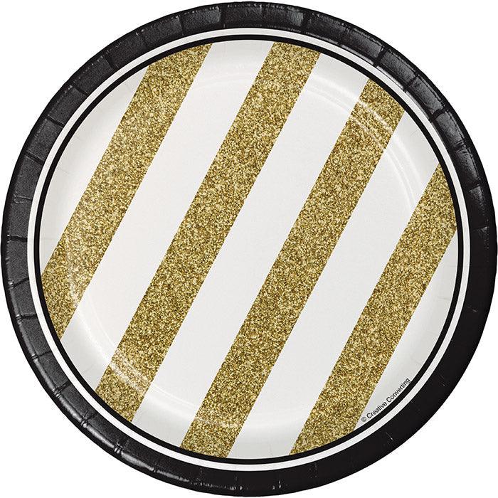 Black And Gold Dessert Plates, 8 ct | Amazing Pinatas 