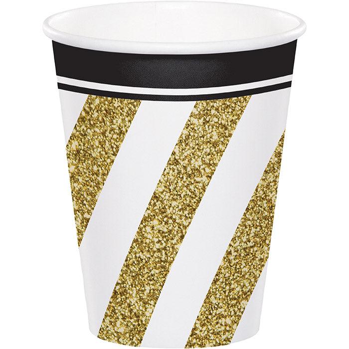 Black & Gold Hot/Cold Paper Cups 9 Oz., 8 ct | Amazing Pinatas 