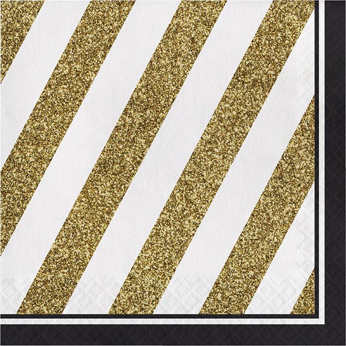 Black And Gold Napkins, 16 ct | Amazing Pinatas 