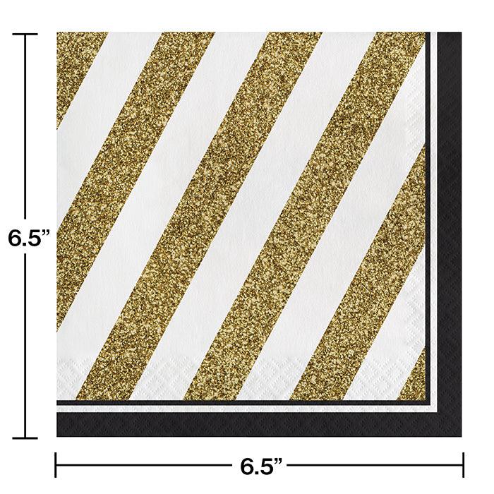 Black And Gold Napkins, 16 ct | Amazing Pinatas 