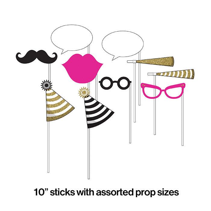 Black And Gold Photo Booth Props, 10 ct | Amazing Pinatas 