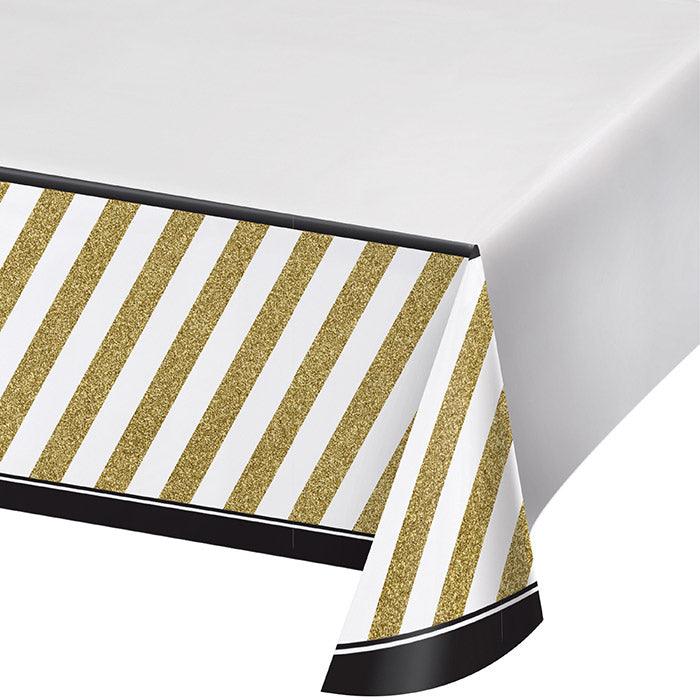 Black & Gold Plastic Tablecover Border, 54" X 102" | Amazing Pinatas 