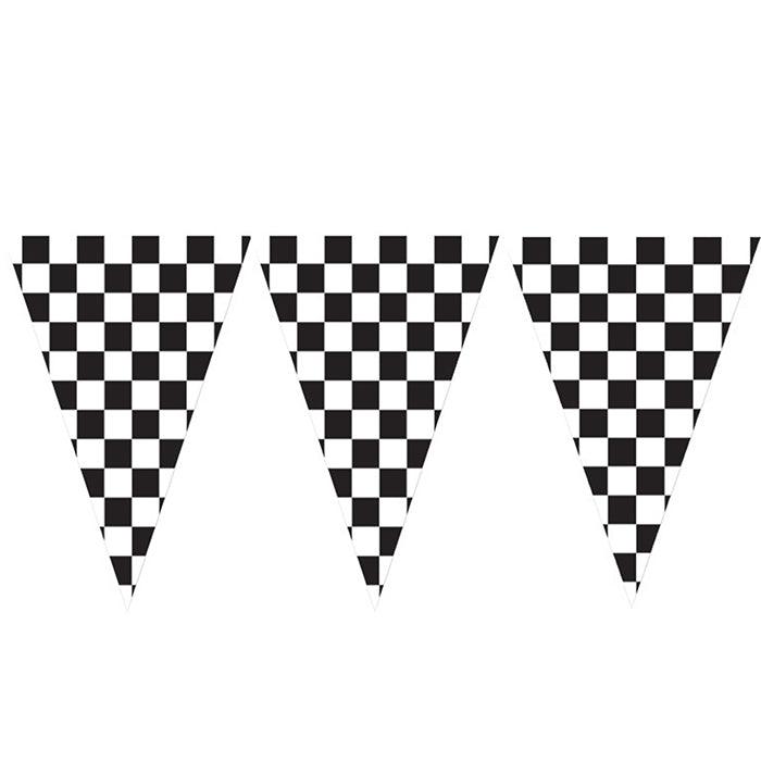 Black And White Check Flag Banner, 20 Ft. | Amazing Pinatas 