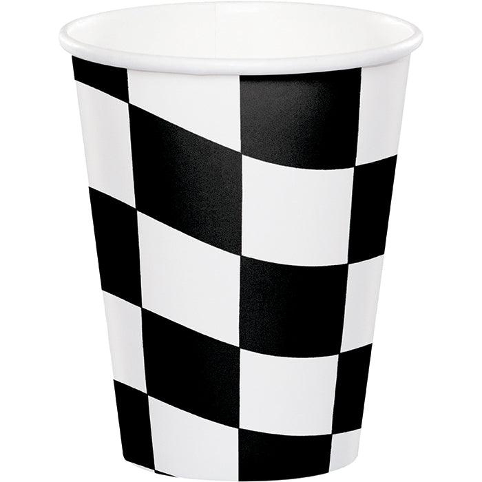 Black & White Check Hot/Cold Paper Cups 9 Oz., 8 ct | Amazing Pinatas 