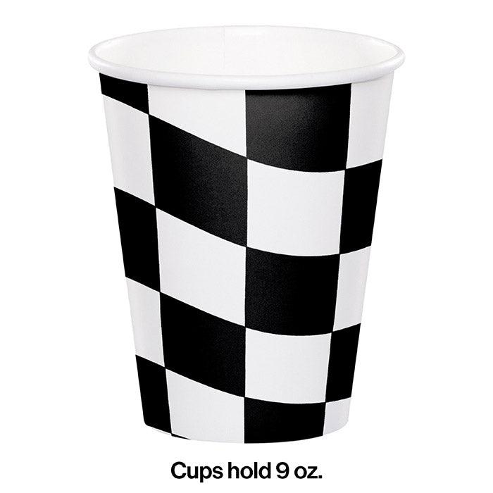 Black & White Check Hot/Cold Paper Cups 9 Oz., 8 ct | Amazing Pinatas 