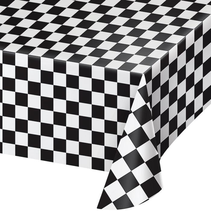 Black Check Tablecover Plastic 54" X 108" | Amazing Pinatas 