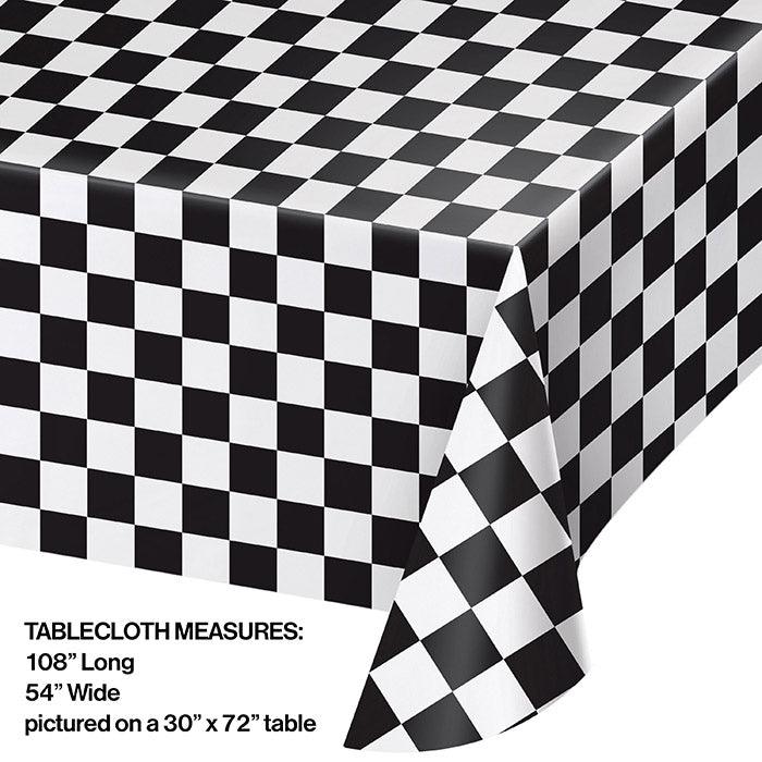 Black Check Tablecover Plastic 54" X 108" | Amazing Pinatas 