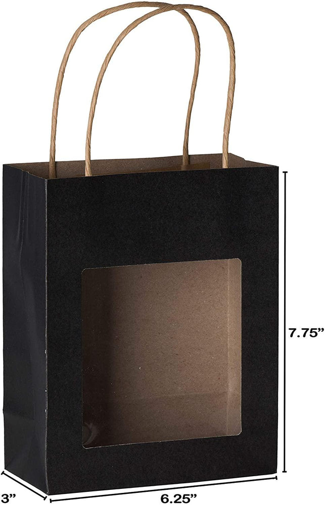 
                  
                    Black Kraft Paper Bag With Window 20 Pack 7.75"X 6.25"X 3" | Amazing Pinatas 
                  
                