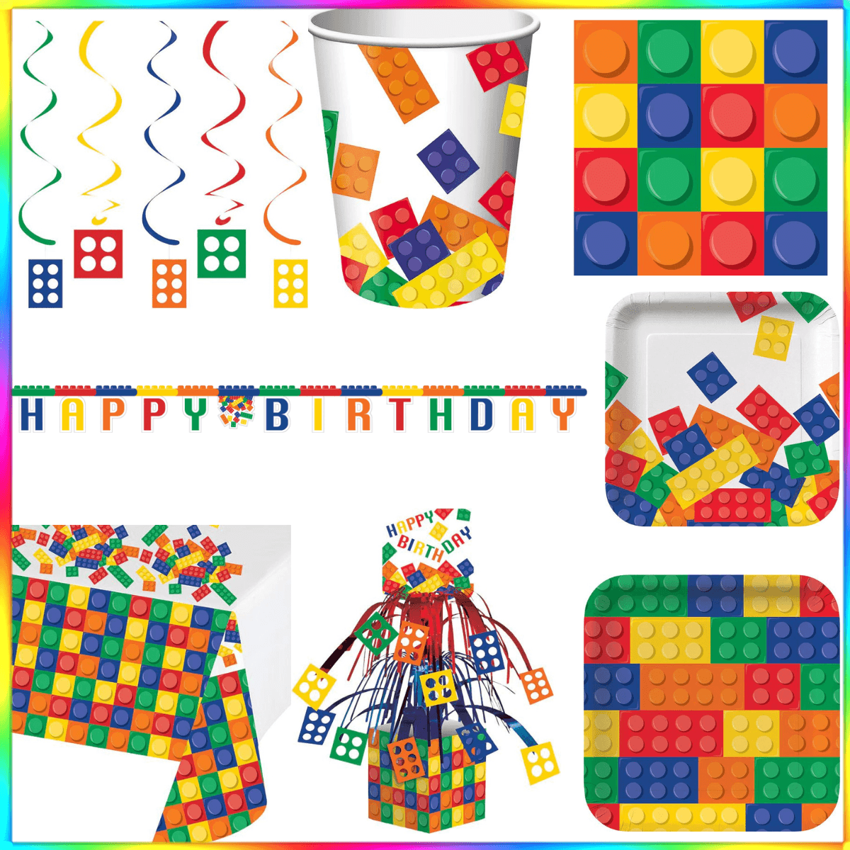 Block Party 48 Piece Birthday Kit for 8 | Amazing Pinatas 