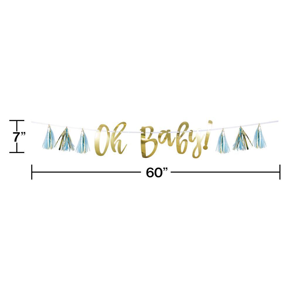 Blue And Gold Oh Baby Tassel Banner (1/Pkg) | Amazing Pinatas 