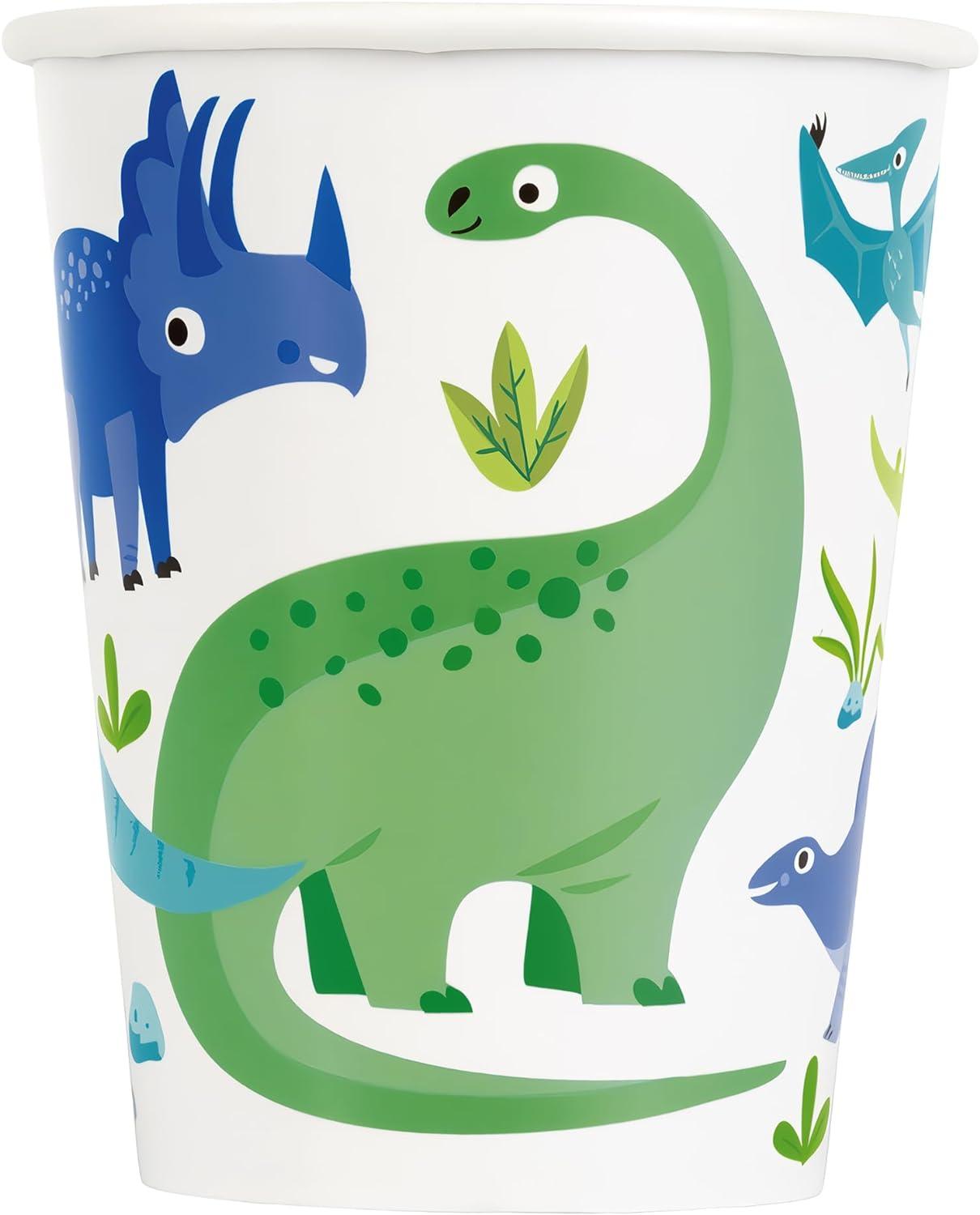 Blue & Green Dinosaur Birthday Party 9 oz Beverage Cups, Pack of 8 | Amazing Pinatas