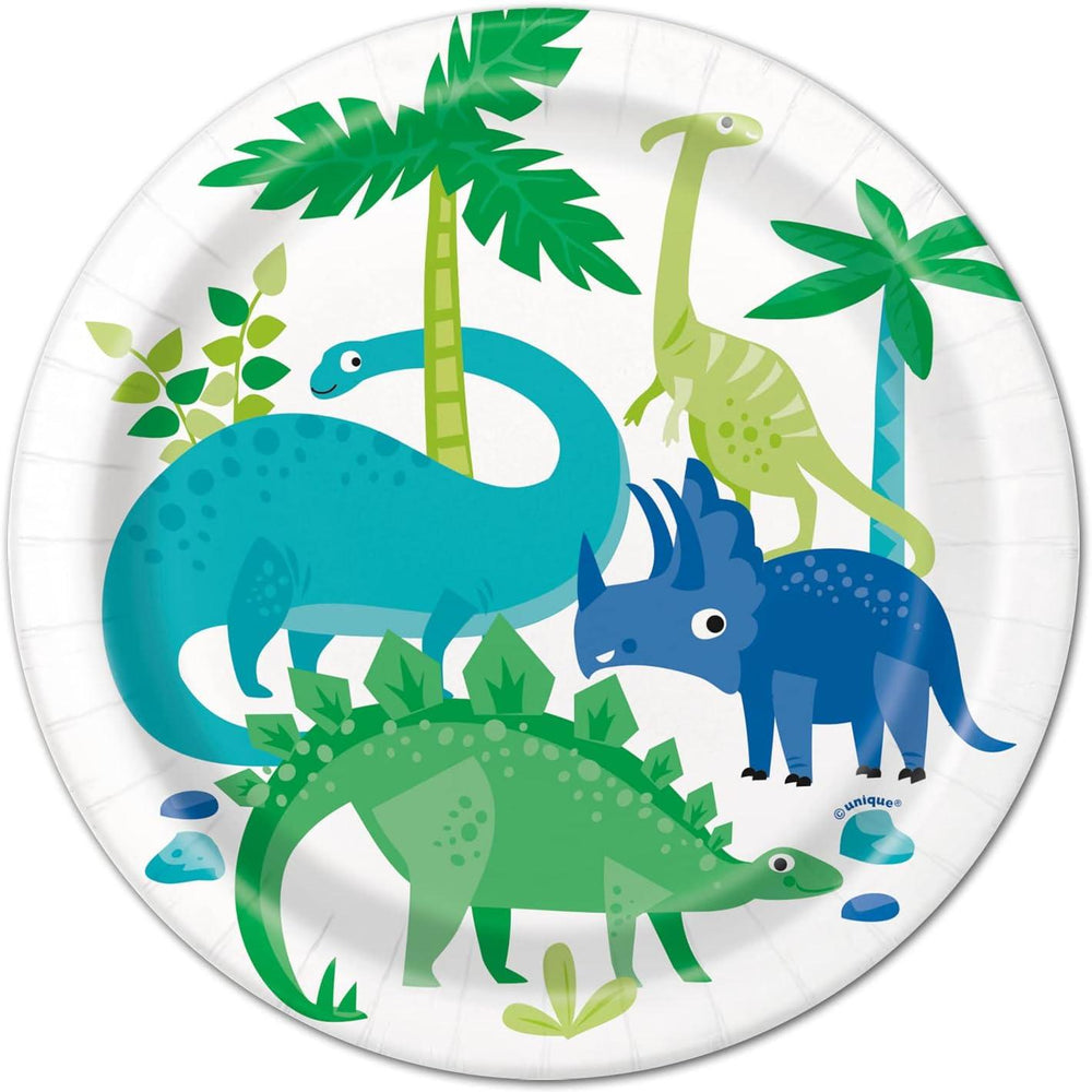 Blue & Green Dinosaur Birthday Party Dessert Plates, Pack of 8 | Amazing Pinatas