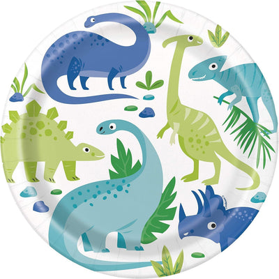 Blue & Green Dinosaur Birthday Party Dessert Plates, Pack of 8 | Amazing Pinatas