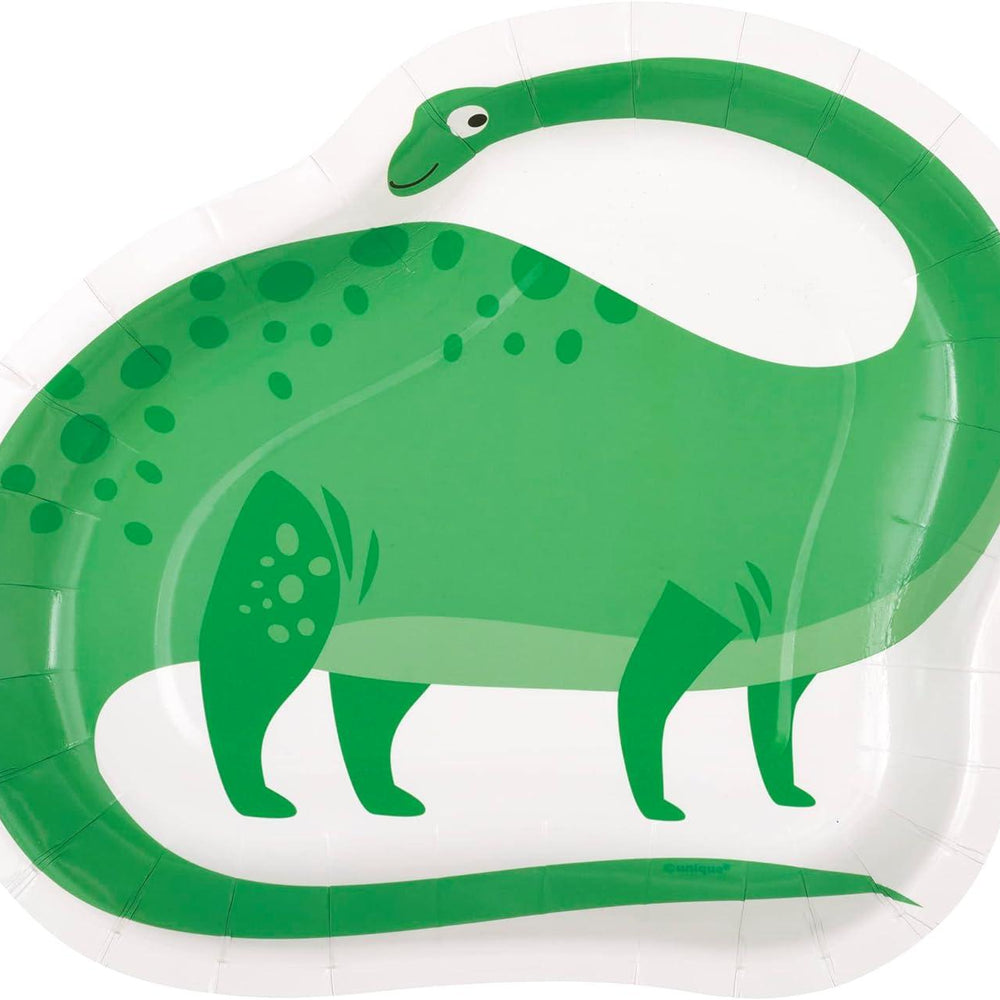 Blue & Green Dinosaur Birthday Shaped Dinner Plates, Pack of 8 | Amazing Pinatas