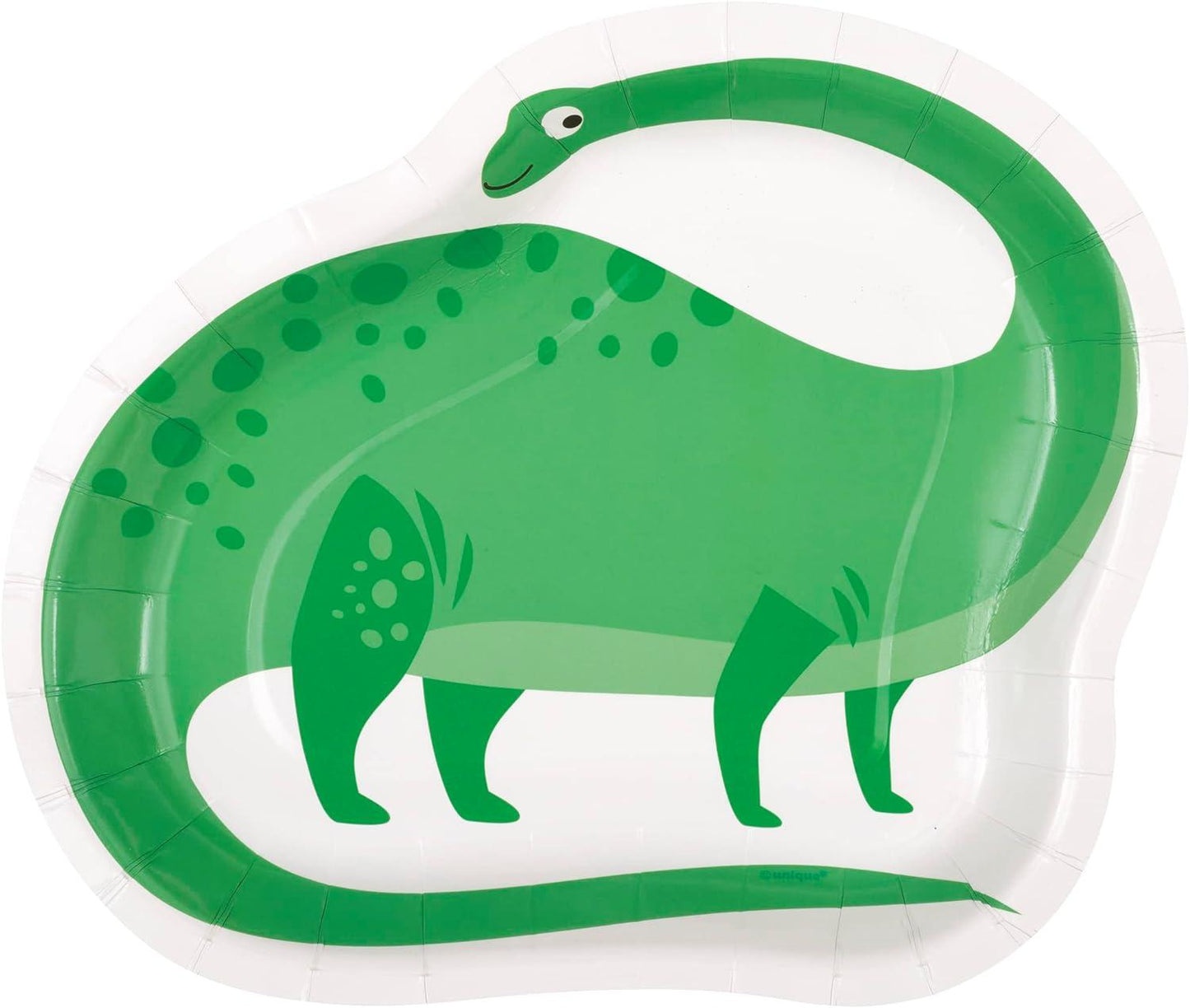 Blue & Green Dinosaur Birthday Shaped Dinner Plates, Pack of 8 | Amazing Pinatas