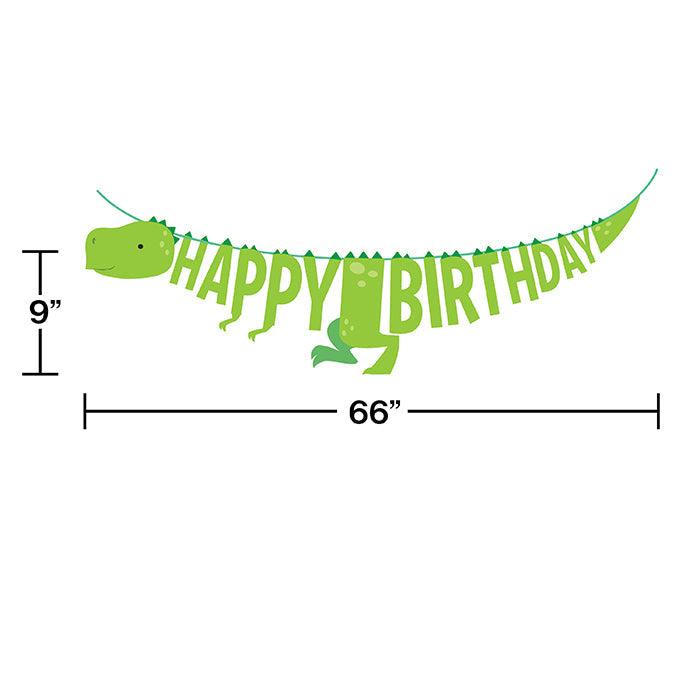 Boy Dino Party Shaped Banner W/ Ribbon | Amazing Pinatas 