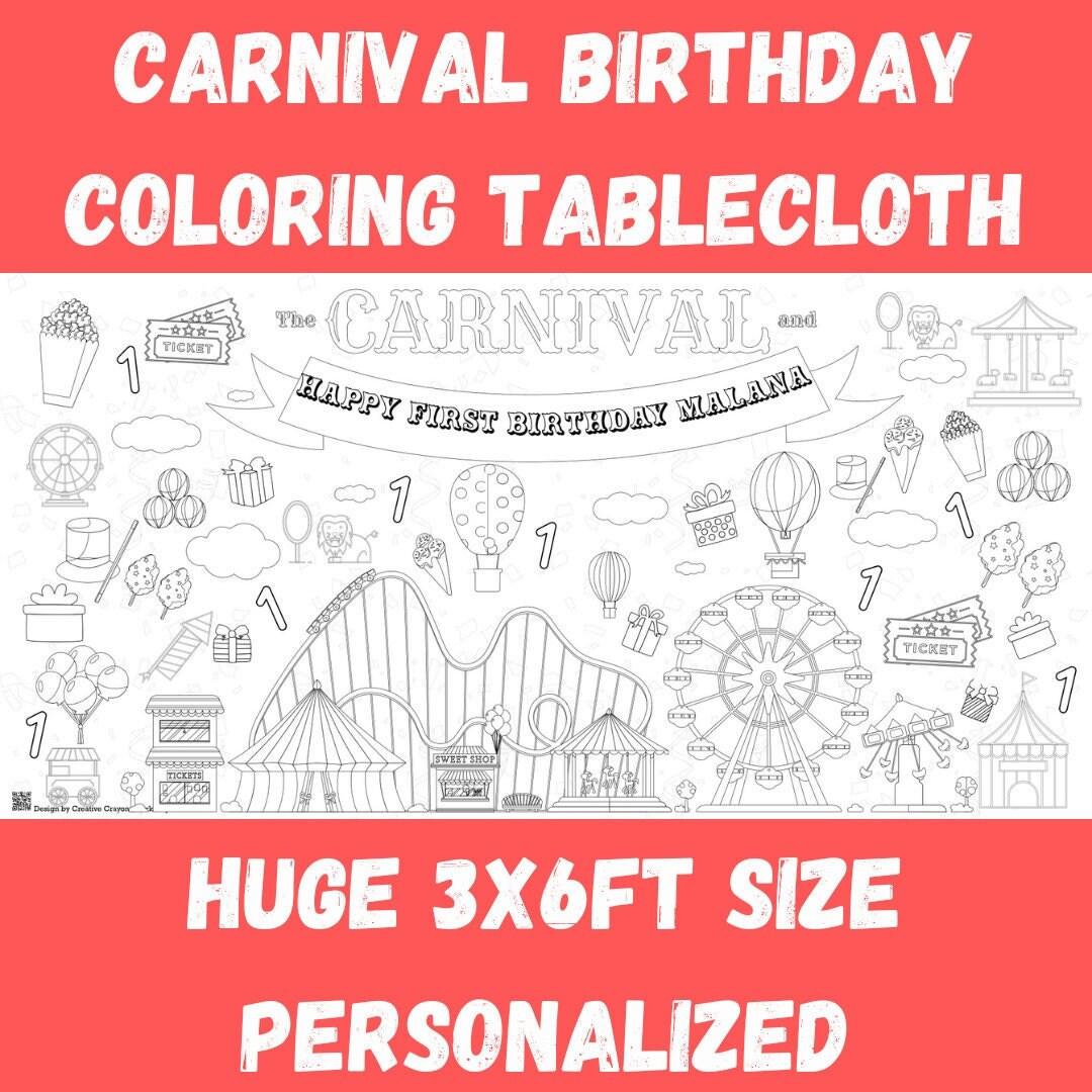Carnival Coloring Activity Table Cover | Amazing Pinatas 