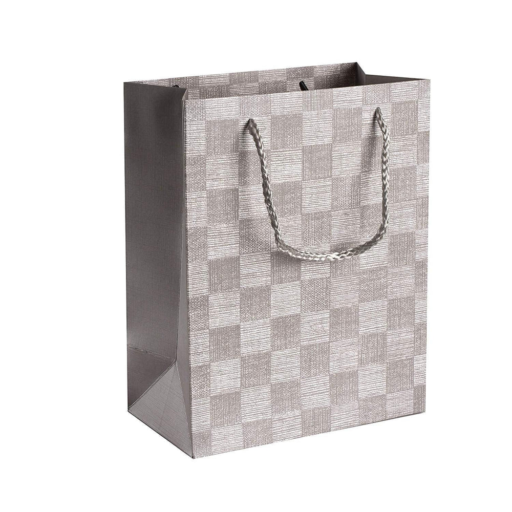 Checkered Gift Bags Set 24 Pack 9"X 7"X 4" Light Grey | Amazing Pinatas 