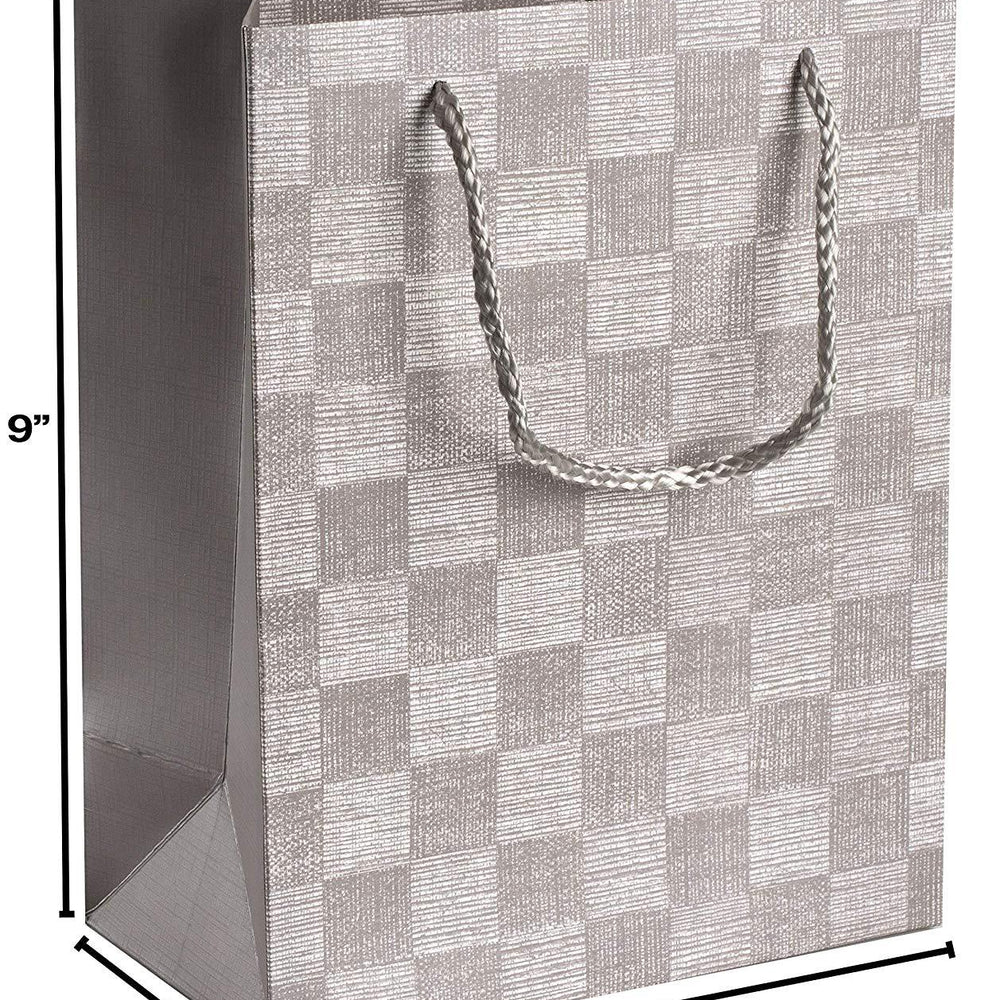 Checkered Gift Bags Set 24 Pack 9"X 7"X 4" Light Grey | Amazing Pinatas 