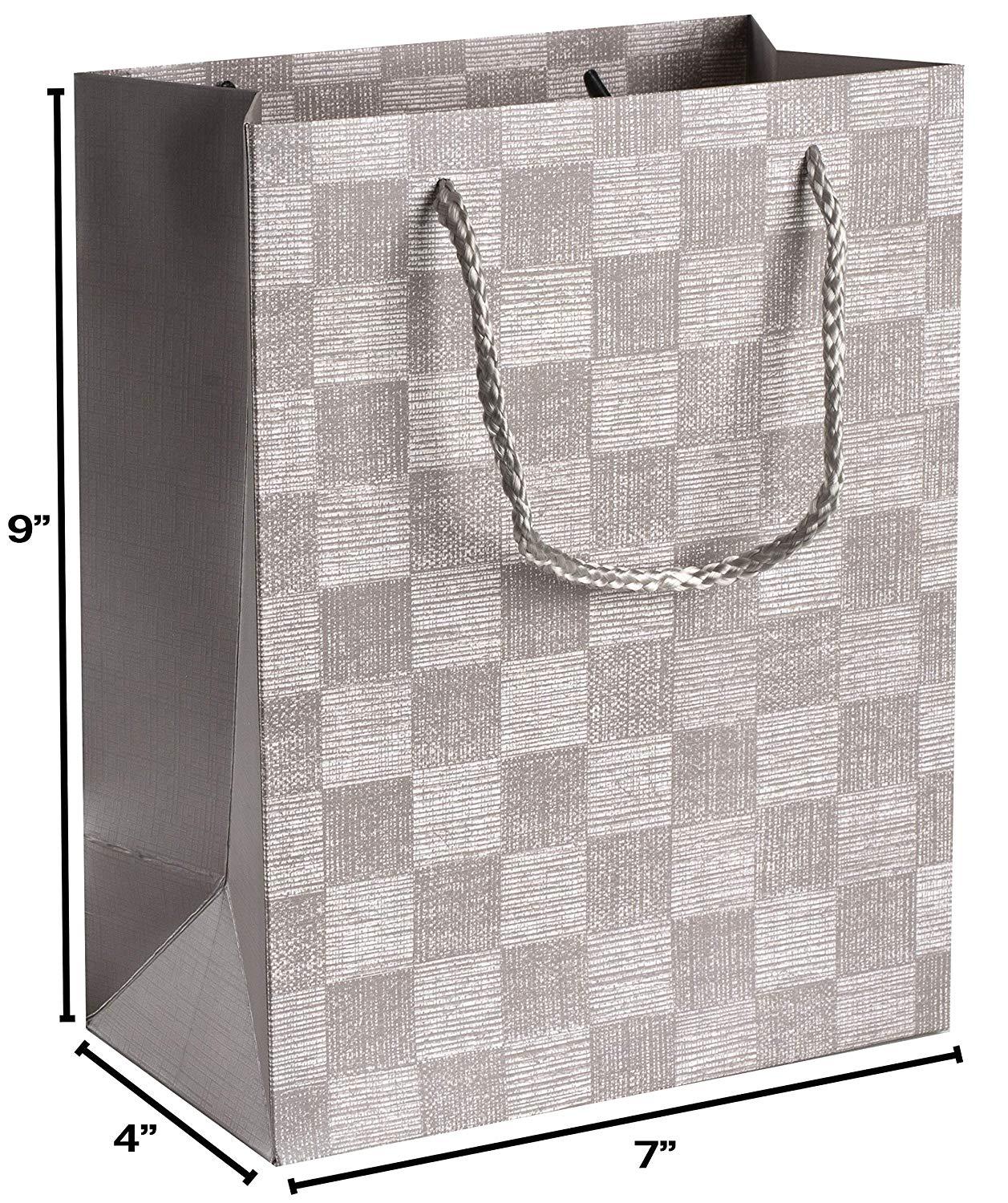 Checkered Gift Bags Set 24 Pack 9"X 7"X 4" Light Grey | Amazing Pinatas 