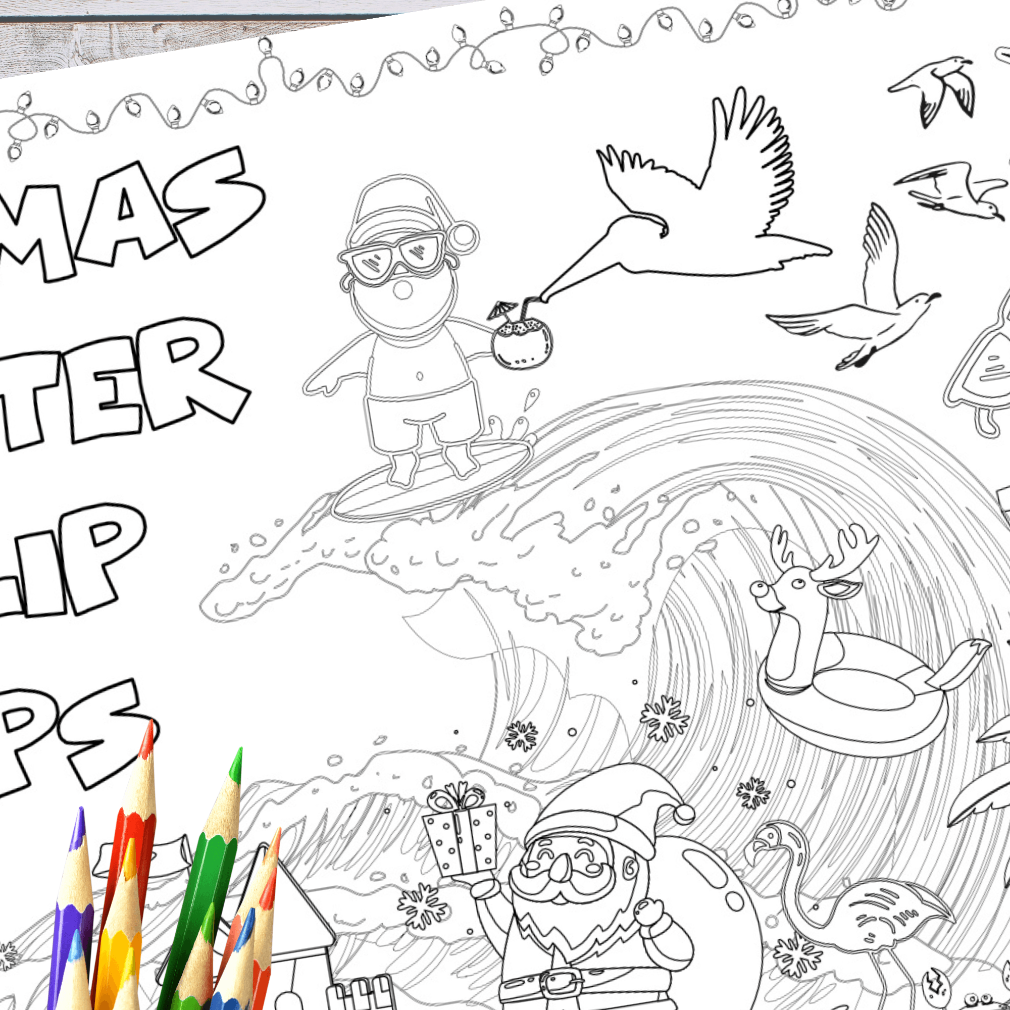 Christmas Coloring Activity Table Cover | Amazing Pinatas 