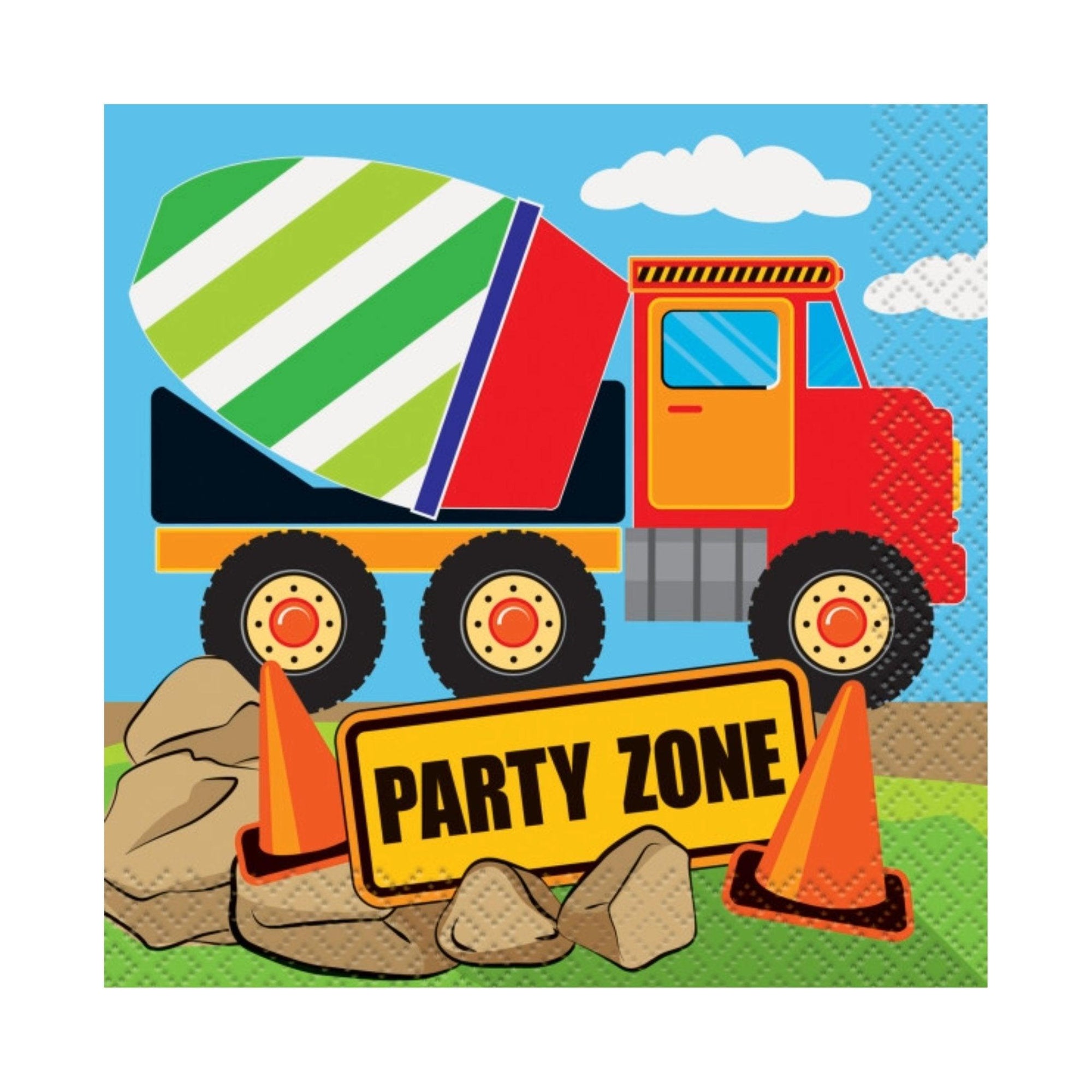 Construction Zone Birthday Party Beverage Napkins, Pack of 16 | Amazing Pinatas