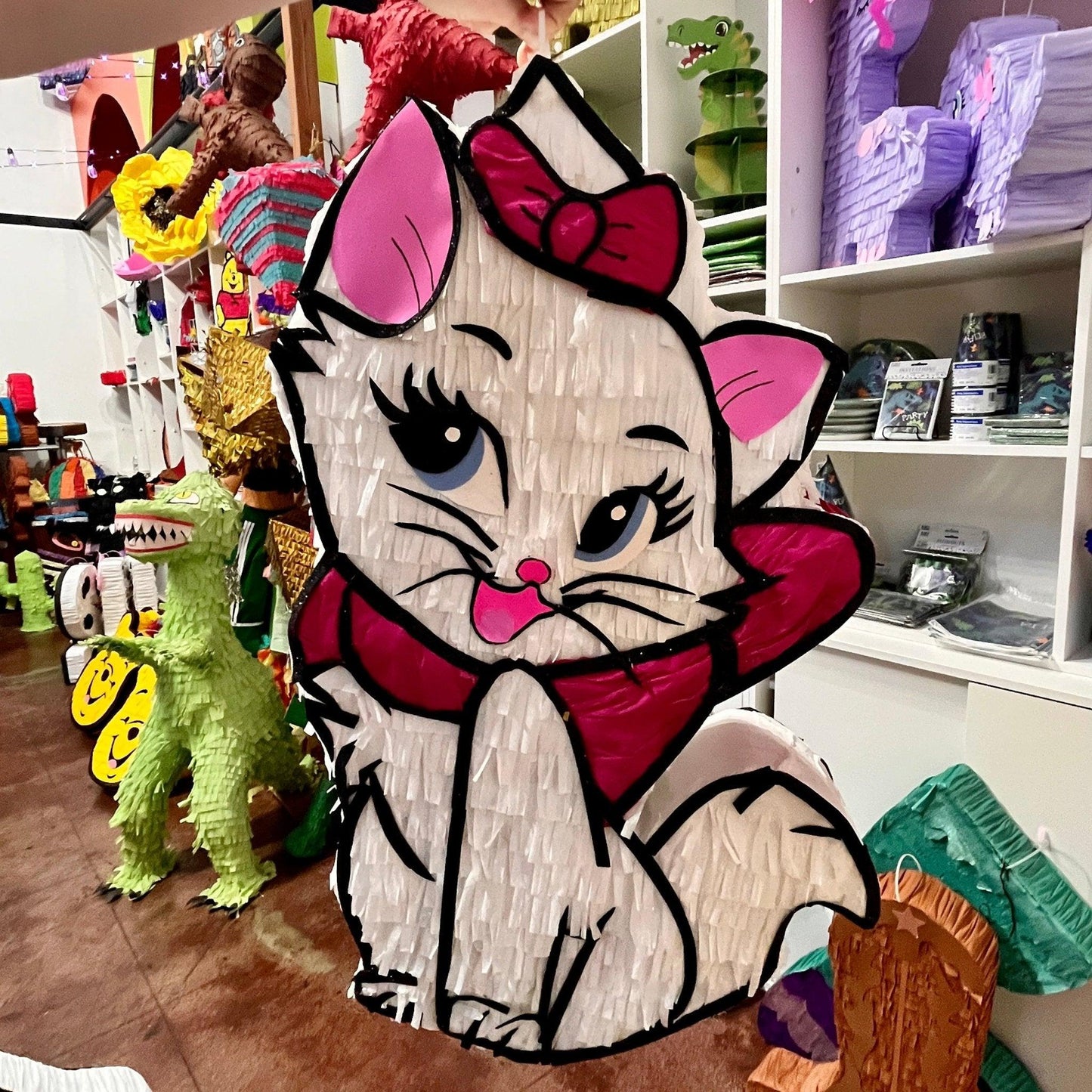 Cute White Cat Pinata with Pinks Bows | Amazing Pinatas