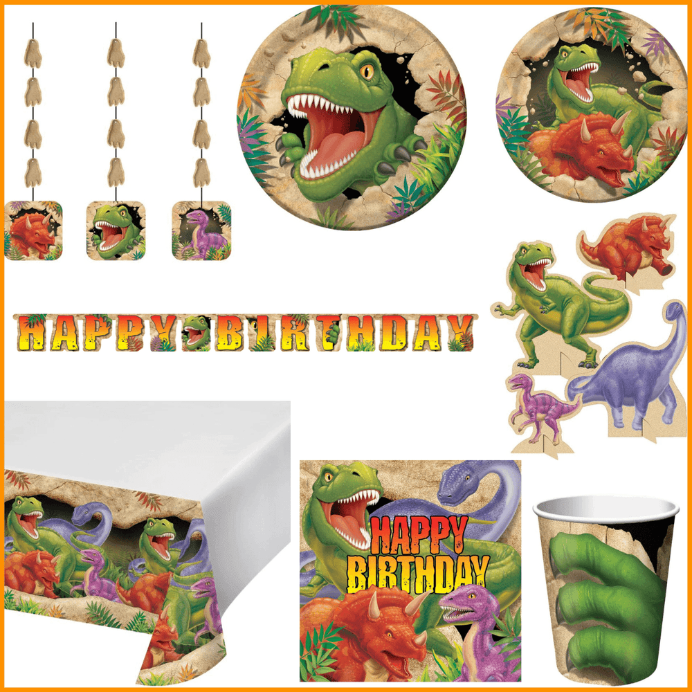 Dino Blast 49 Piece Birthday Party Kit for 8 | Amazing Pinatas 