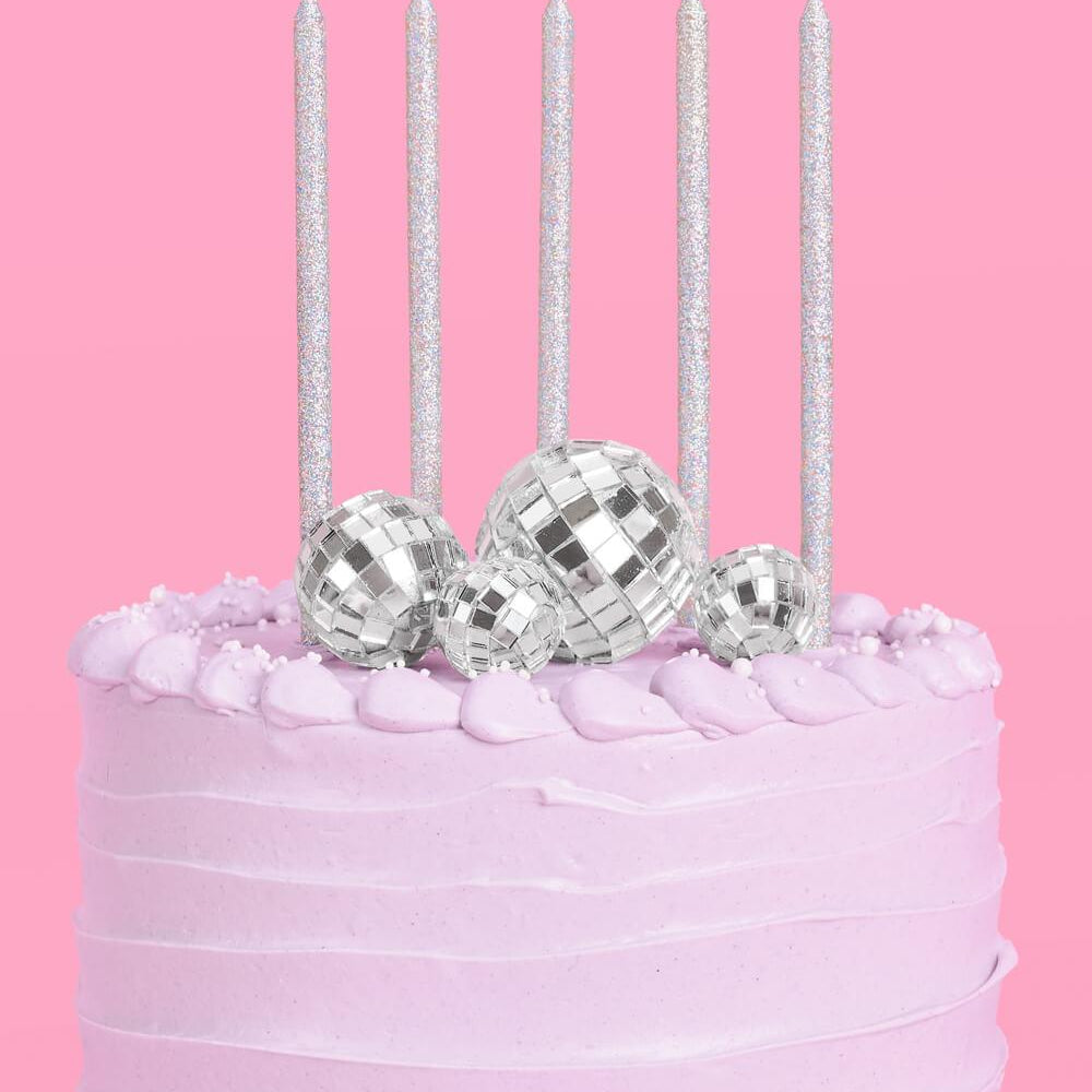 
                  
                    Disco + Iridescent Candle Cake Topper - candles + disco ball cake toppers
                  
                