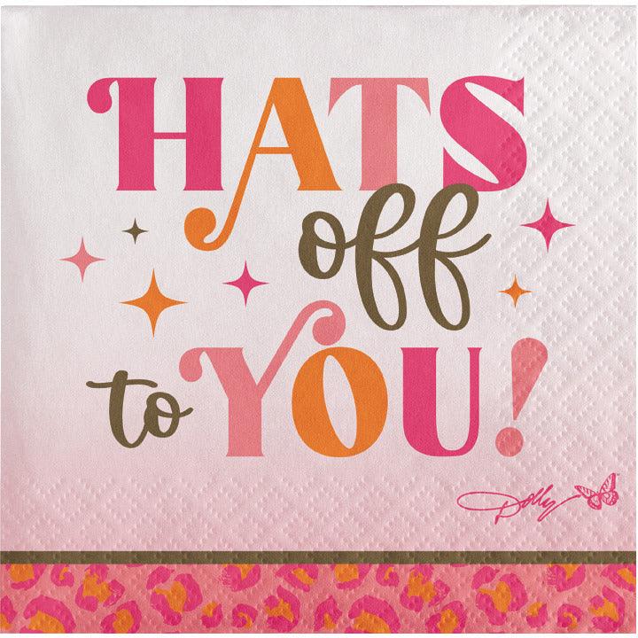 Dolly Parton I Beg Your Parton "Hats Off to You" Beverage Napkins (16 per Pkg) | Amazing Pinatas 