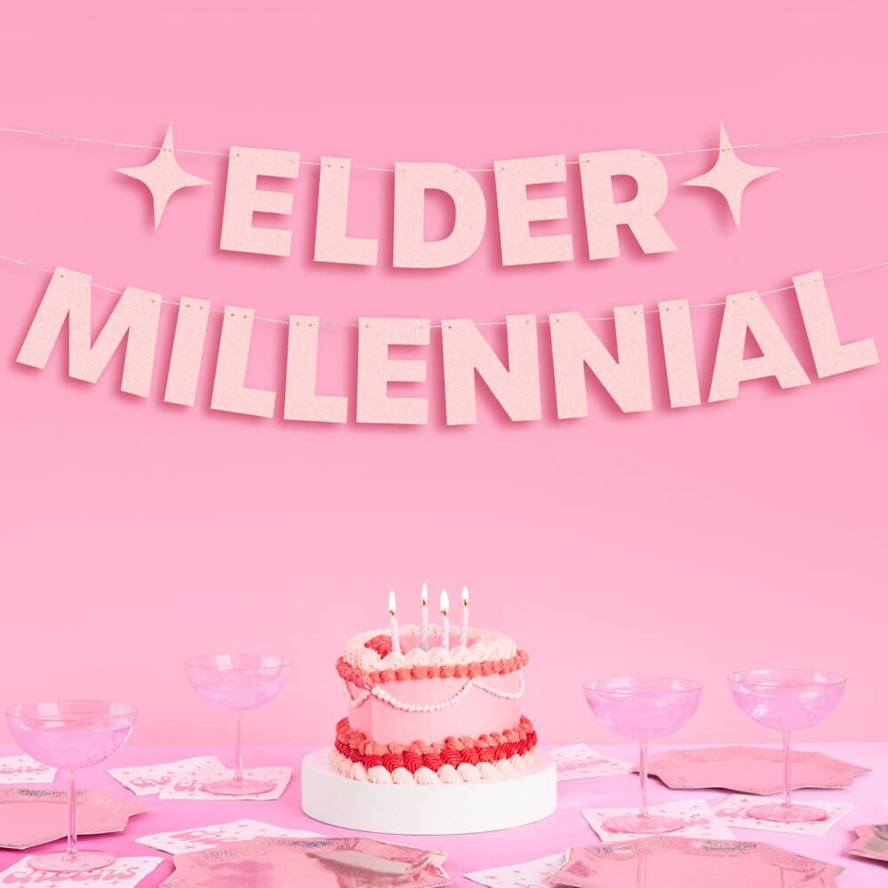 
                  
                    Elder Millennial Banner - pink glitter banner
                  
                