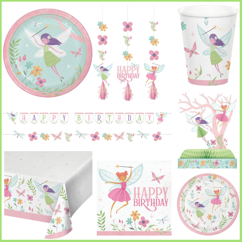 Fairy Forest Birthday Party Kit for 8 (47 Total Items) | Amazing Pinatas 