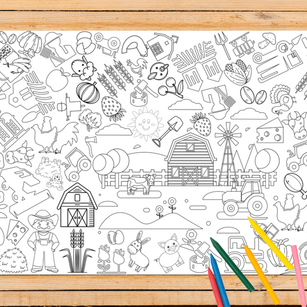 
                  
                    Farm Themed Coloring Activity Table Cover | Amazing Pinatas 
                  
                