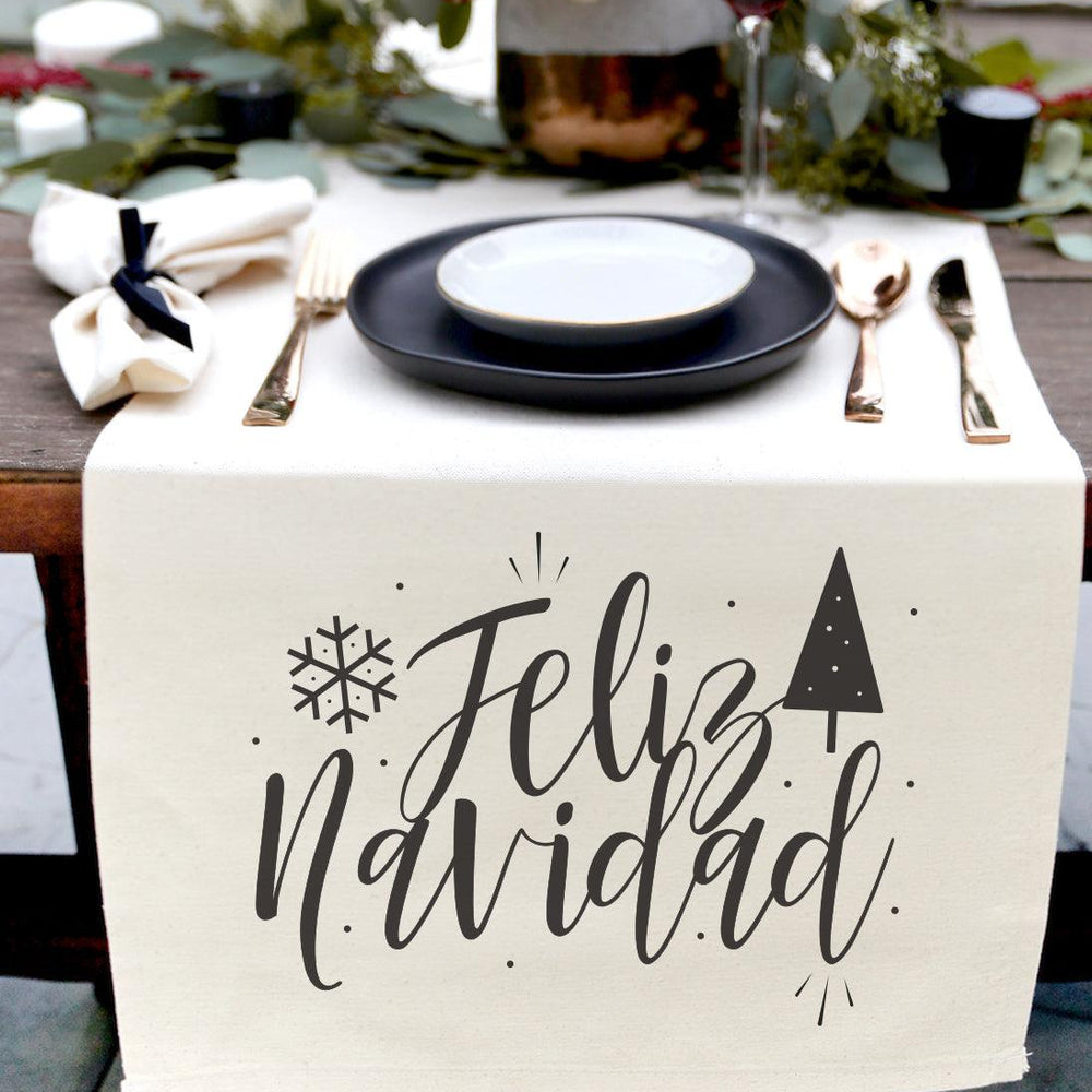 Feliz Navidad Cotton Canvas Table Runner | Amazing Pinatas 