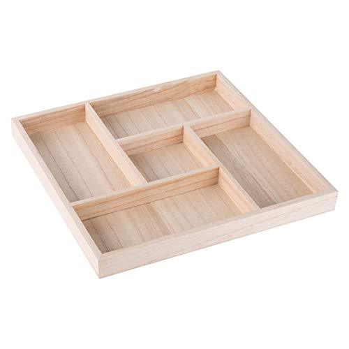 Five Sections Wooden Tray 10.5"X10.5"X1.22" Square 4 Pack | Amazing Pinatas 