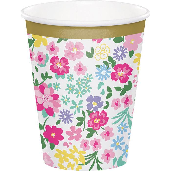 Floral Tea Party Hot/Cold Paper Cups 9 Oz., 8 ct | Amazing Pinatas 