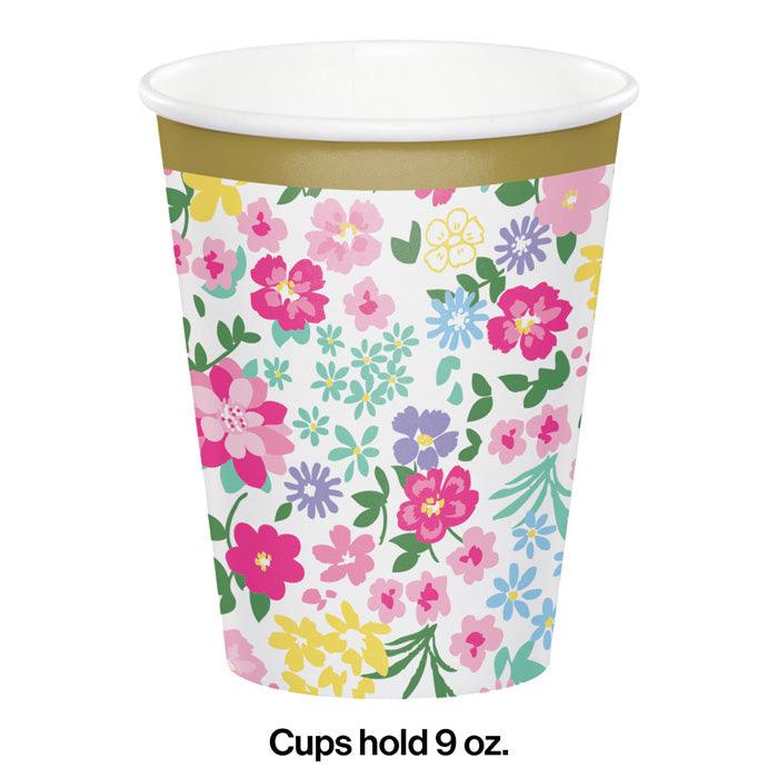 Floral Tea Party Hot/Cold Paper Cups 9 Oz., 8 ct | Amazing Pinatas 