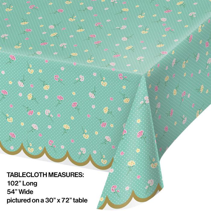 Floral Tea Party Plastic Tablecover All Over Print, 54" X 102" | Amazing Pinatas 