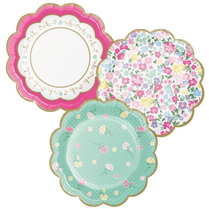 Floral Tea Party Scalloped Plate 7" Assorted Florals, 8 ct | Amazing Pinatas 