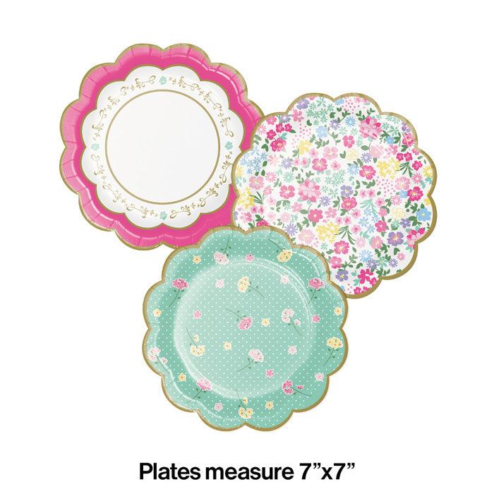 Floral Tea Party Scalloped Plate 7" Assorted Florals, 8 ct | Amazing Pinatas 