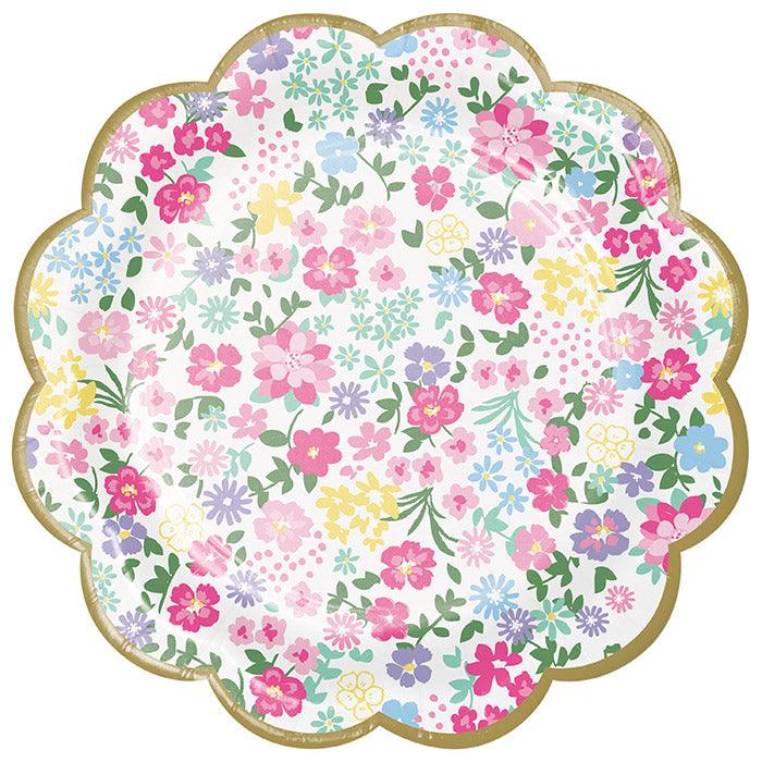 Floral Tea Party Scalloped Plate 7" Assorted Florals, 8 ct | Amazing Pinatas 