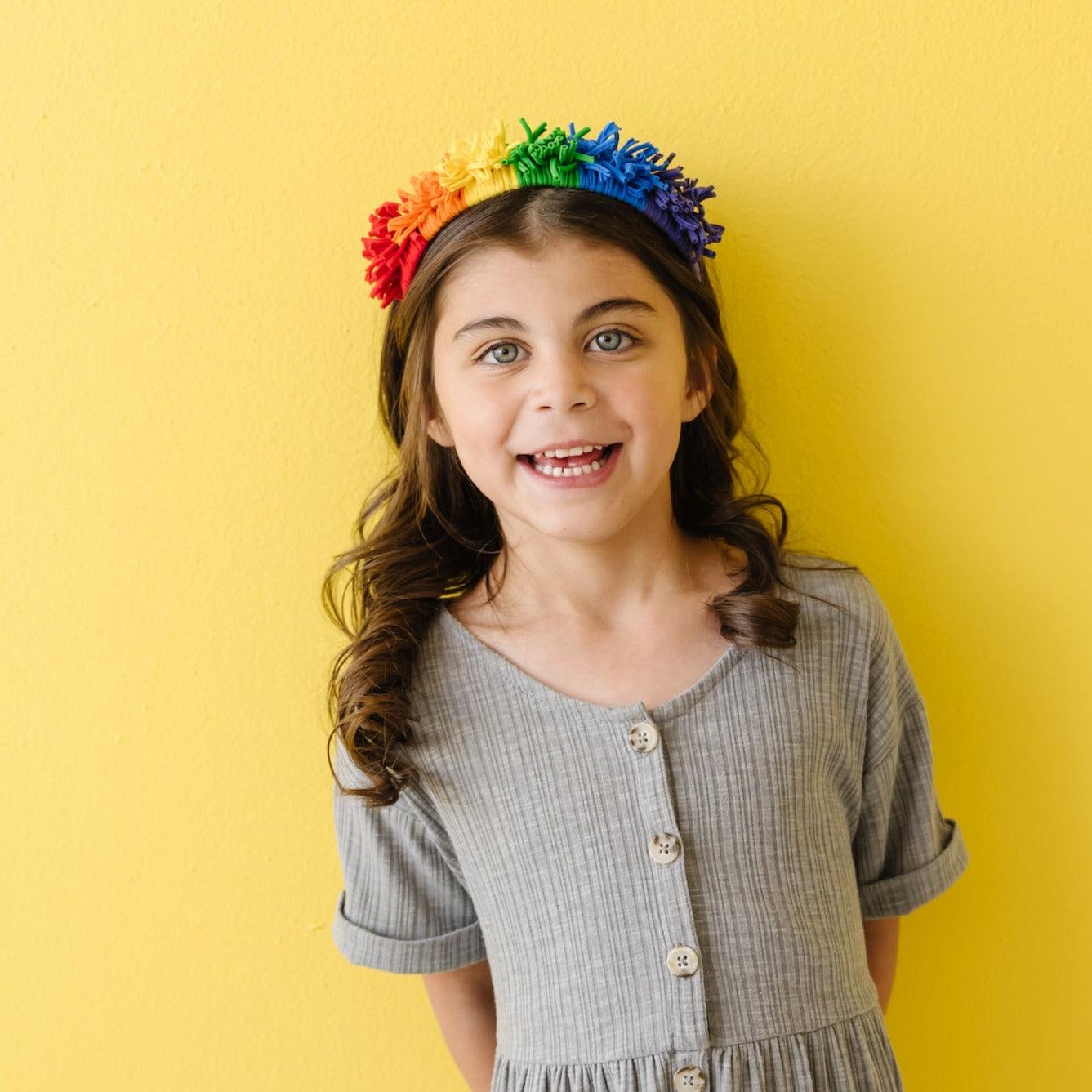 FRINGE HARD HEADBAND: primary rainbow | Amazing Pinatas 