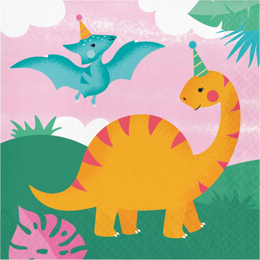 Girl Dino Party 2Ply Luncheon Napkin (16/Pkg) | Amazing Pinatas 