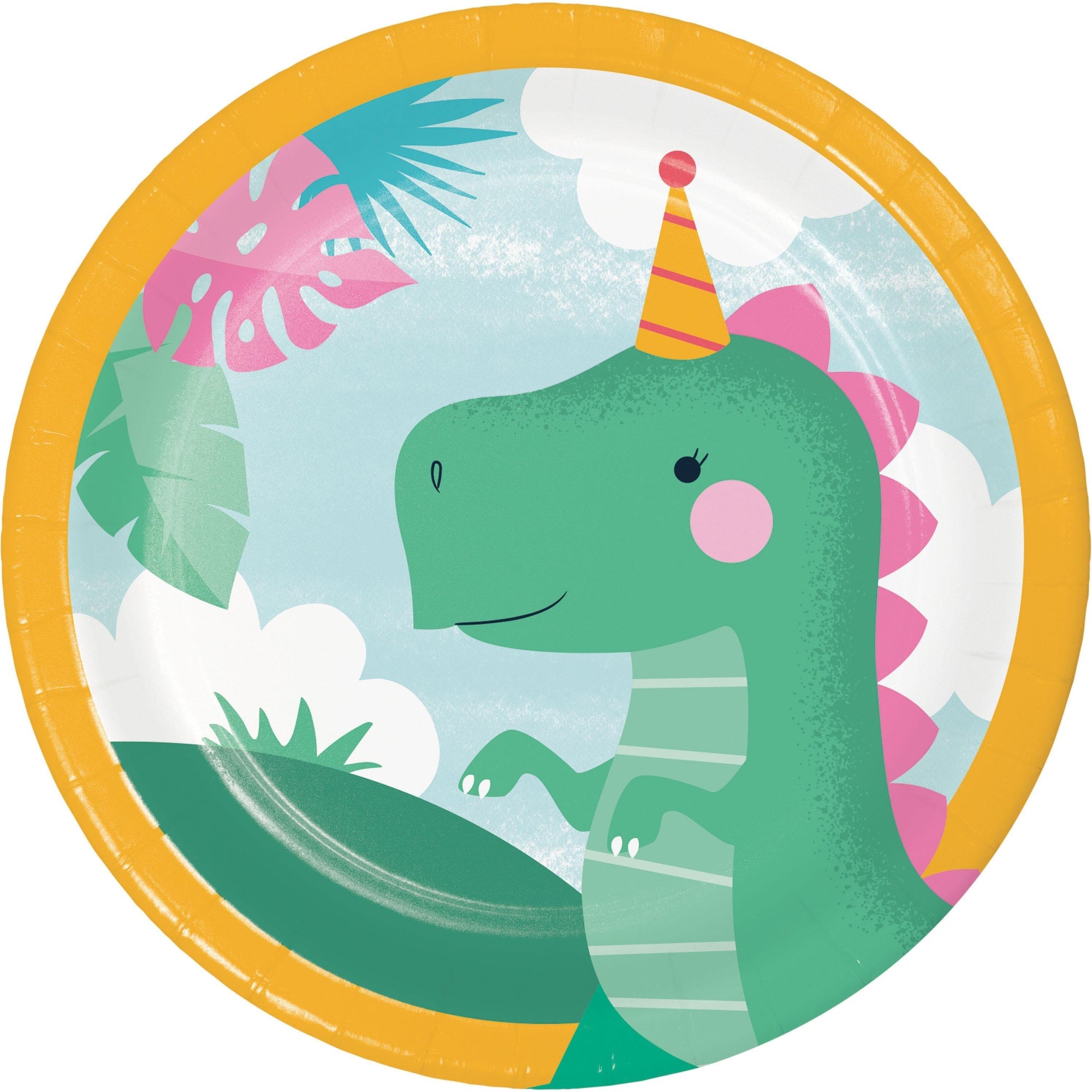 Girl Dino Party 7 Inch Dessert Plate, Assorted Designs (8/Pkg) | Amazing Pinatas 