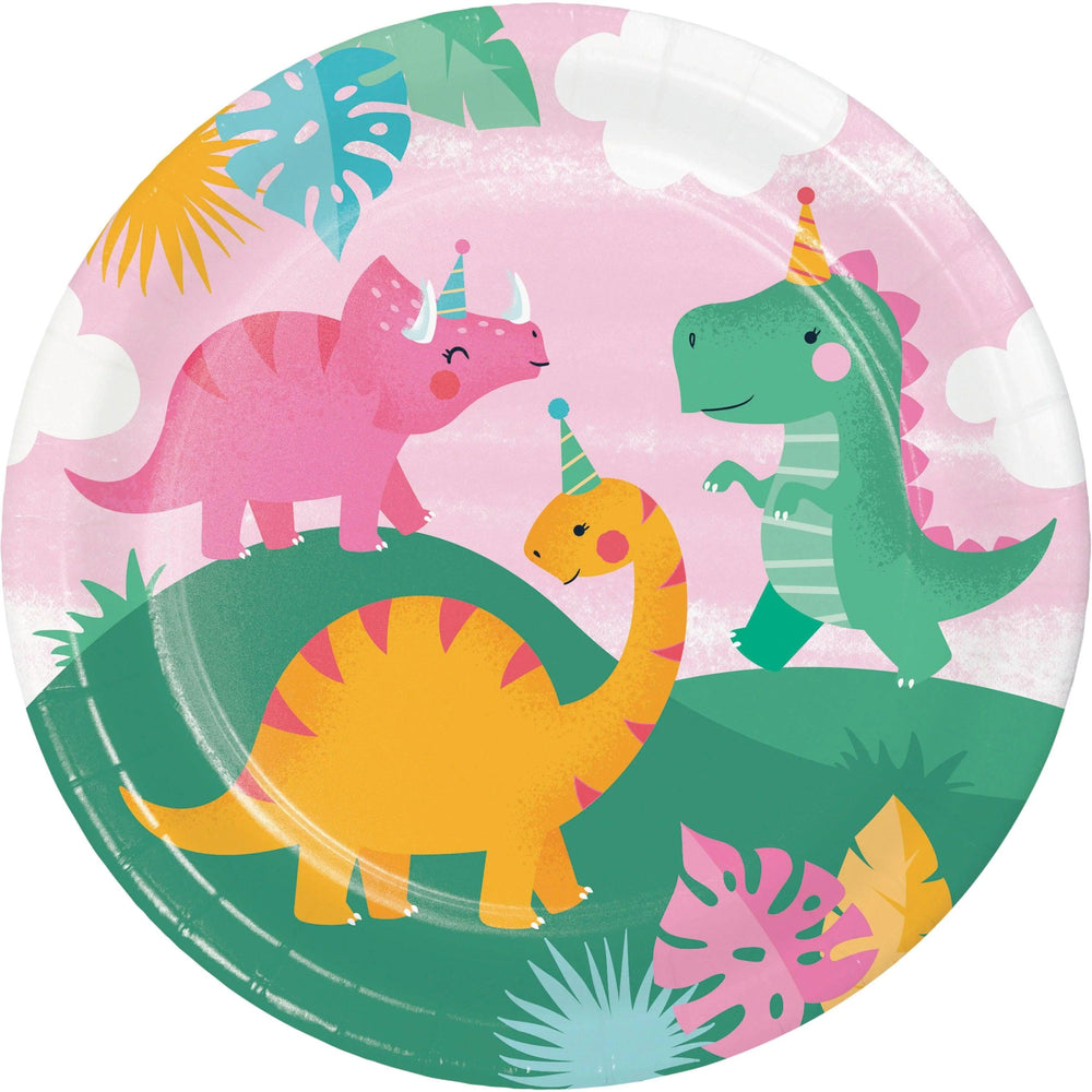 Girl Dino Party Dinner Plate (8/Pkg) | Amazing Pinatas 