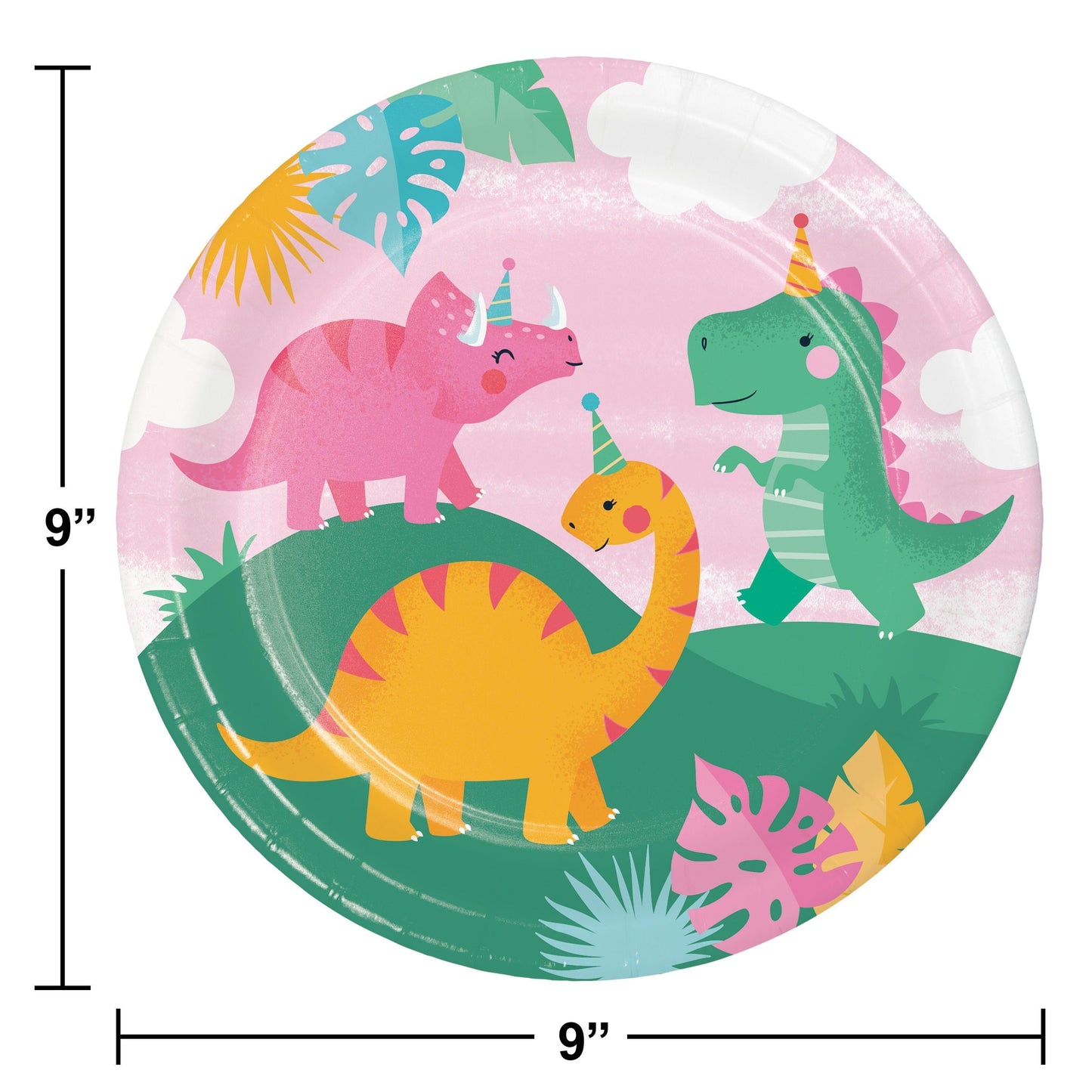 Girl Dino Party Dinner Plate (8/Pkg) | Amazing Pinatas 