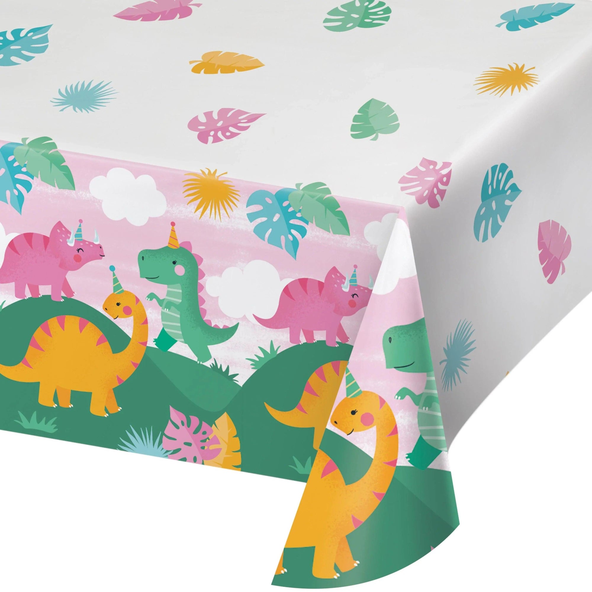 Girl Dino Party Tablecover, Paper 54" x 102" (1/Pkg) | Amazing Pinatas 