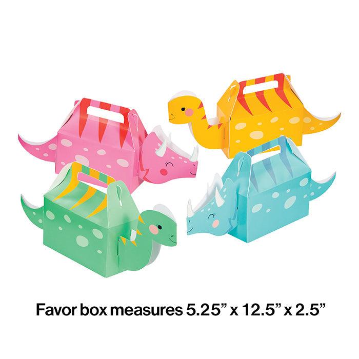 Girl Dino Party Treat Box 3D 4ct | Amazing Pinatas 