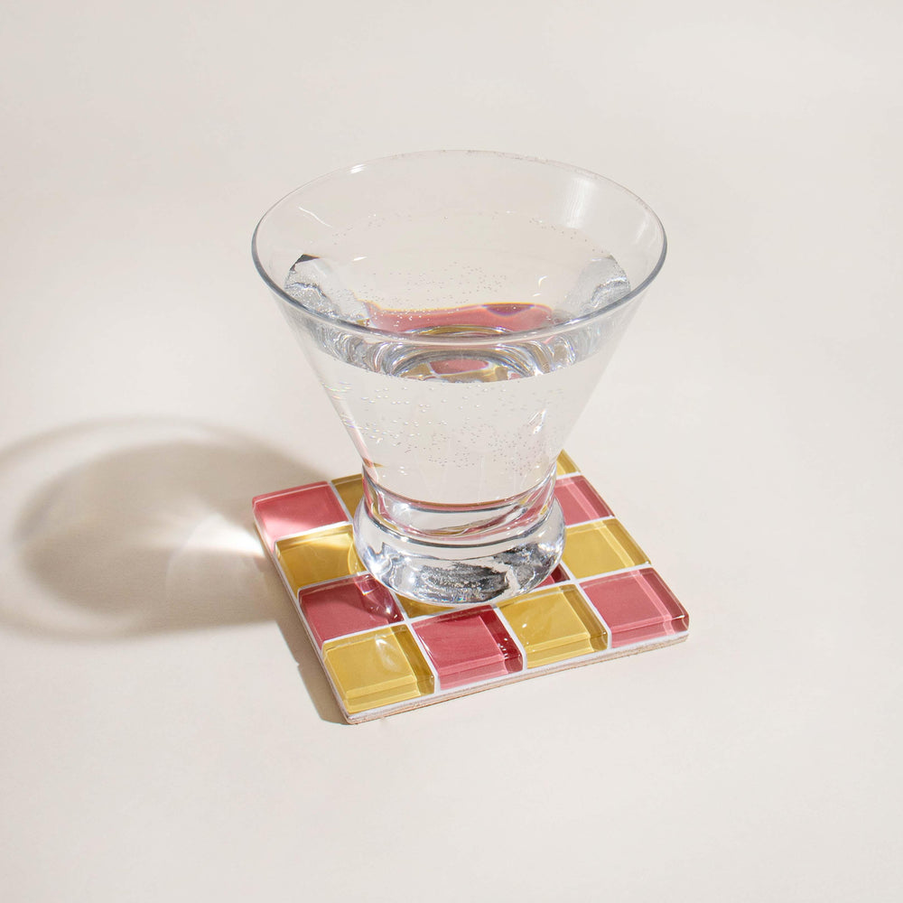 GLASS TILE COASTER - Strawberry & Banana Swirl | Amazing Pinatas 