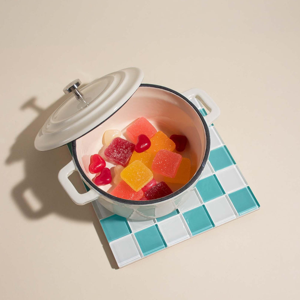 
                  
                    GLASS TILE DECORATIVE TRAY - Teal & White Checkered | Amazing Pinatas 
                  
                
